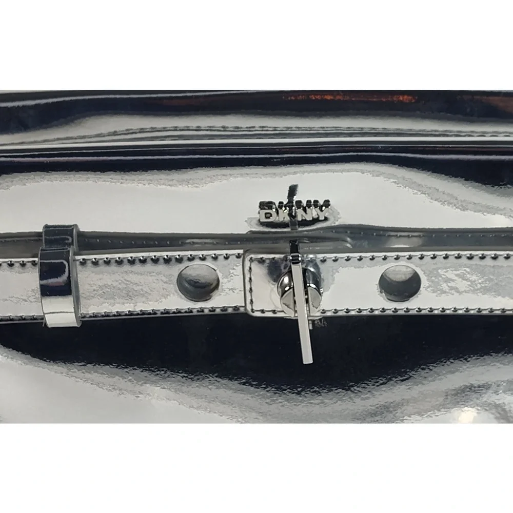 DKNY Bleeker East West Small Metallic Crossbody - Sliver - NWT - Picture 9 of 14